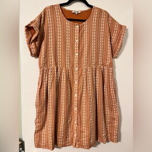 Madewell Brown Mini Dress with Cream Stripes